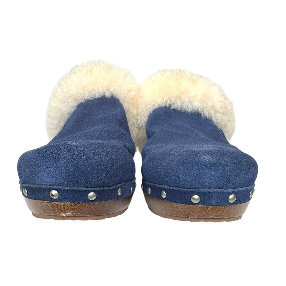 UGG Kalie Navy Blue Sherpa Lined Wooden Clogs Size US 6 - Picture 4 of 10